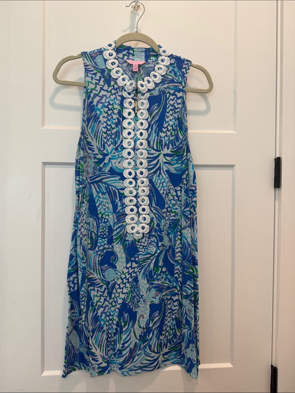 Lilly Pulitzer Blue, Green & White Tropical Shift Dress